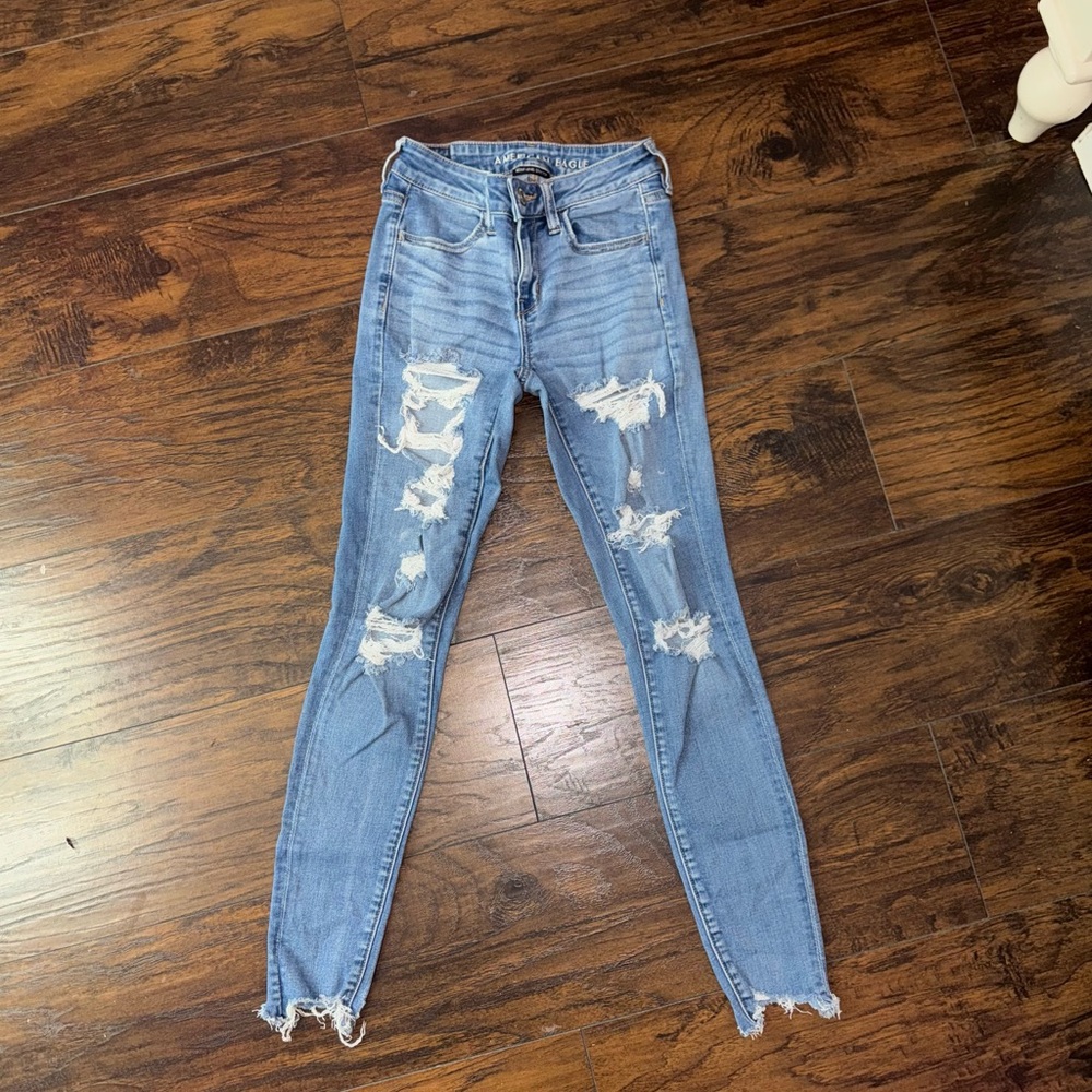 Women's Distressed Blue Jeans